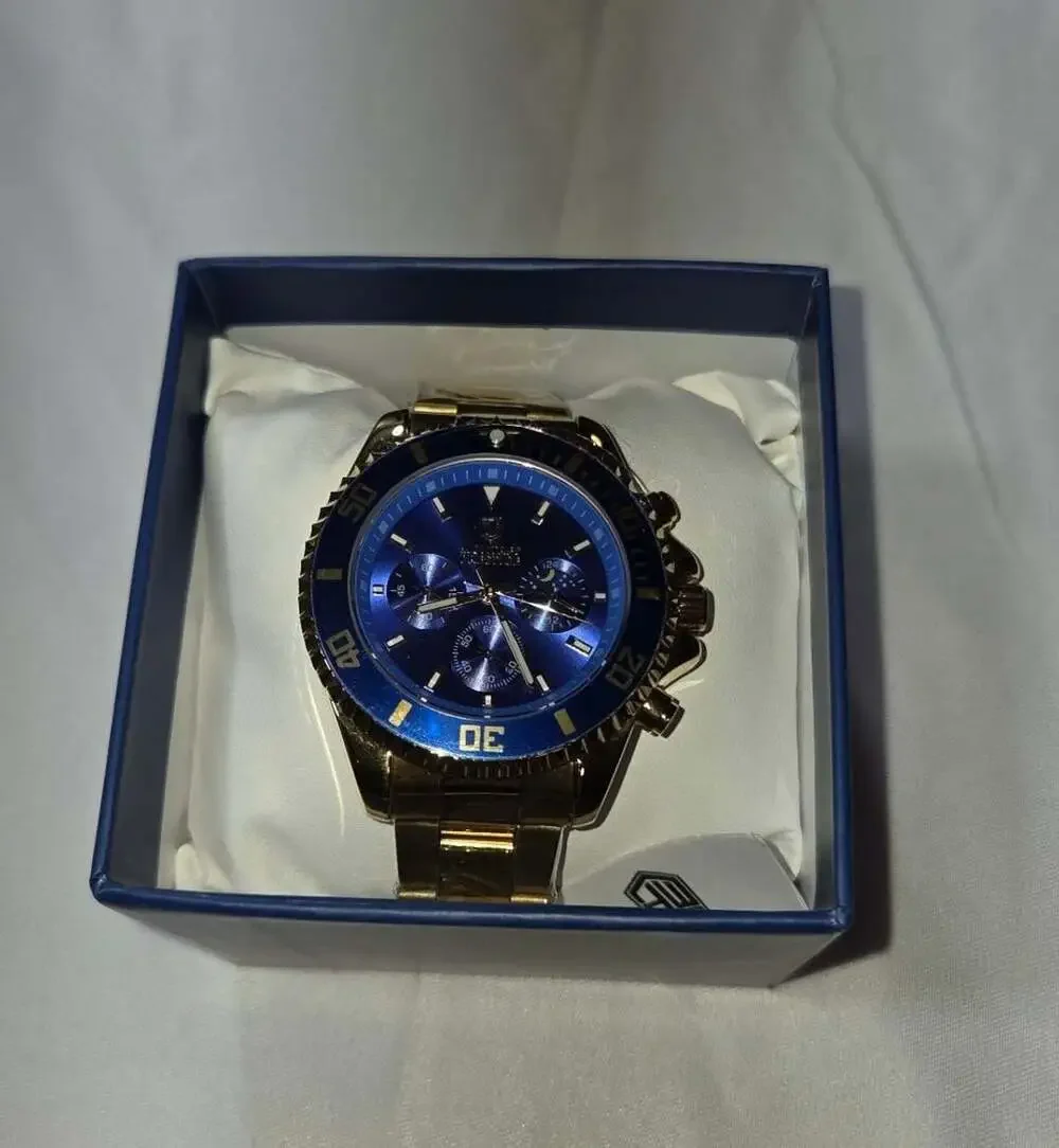 Montres Prestige MPW-0093 Gold Tone Stainless Steel Watch Blue Dial